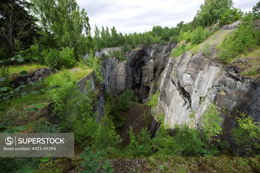 Disused iron ore open-pit mine, Dannemora Mine, Uppland, Sweden, july