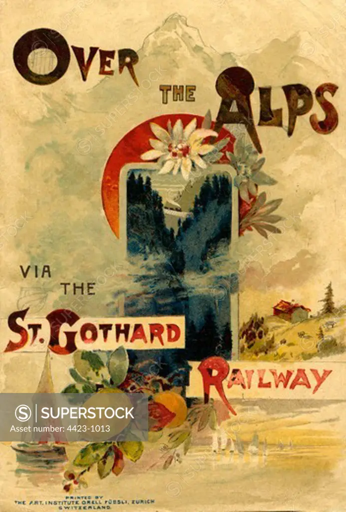 Brochure from 1907 titled 'Over the Alps via the St. Gothard Railway'.