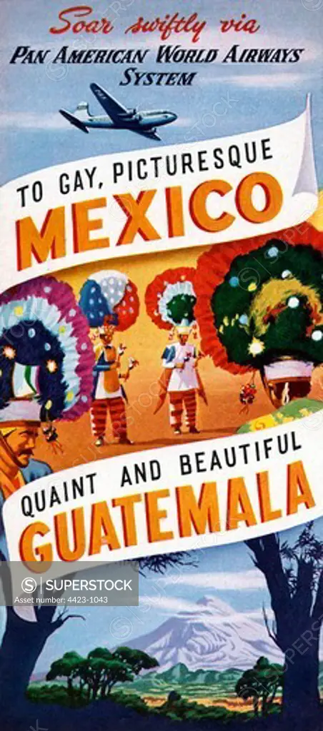 Brochure from 1946 titled 'Gay, Picturesque Mexico, Quaint anf Beautiful Guatemala, Pan American World Airways System'.
