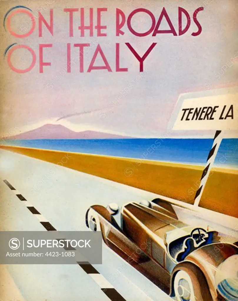 Brochure from 1933 titled 'On the Roads of Italy'.