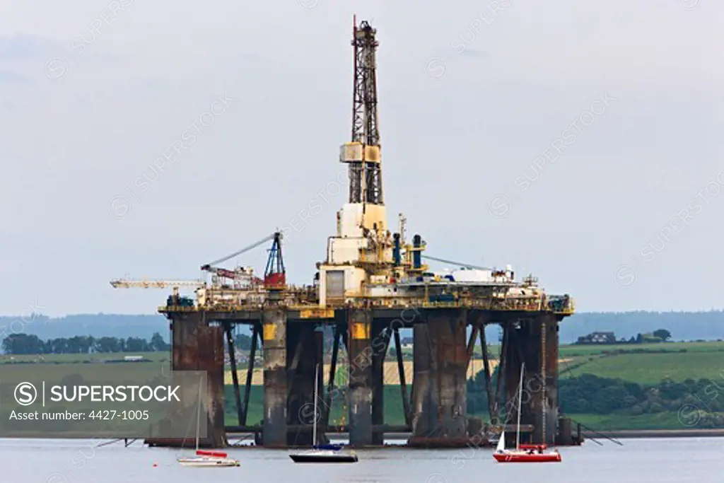 Redundant oil rig awaiting scrapping in the Cromarty Firth, Invergordon, Scotland