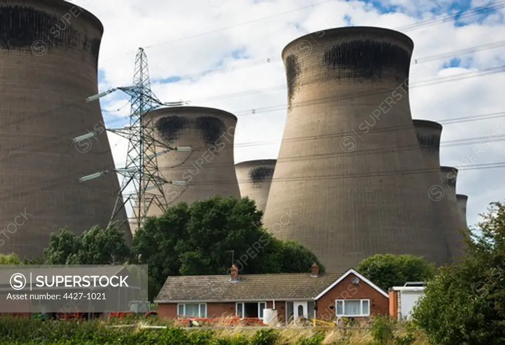 Cooling towers at Ferrybridge coal-fired power station, West Yorkshire, England