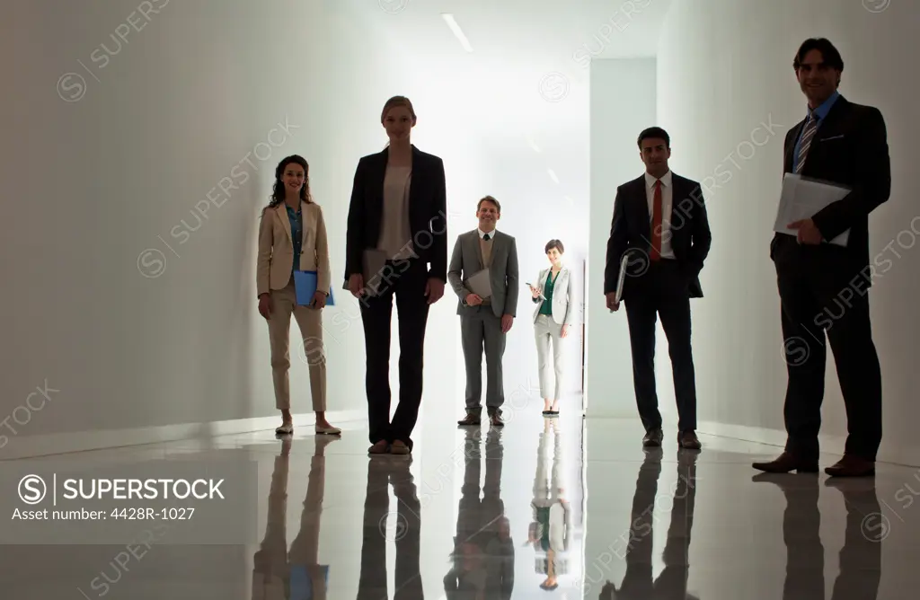 Spain, Portrait of business people in corridor