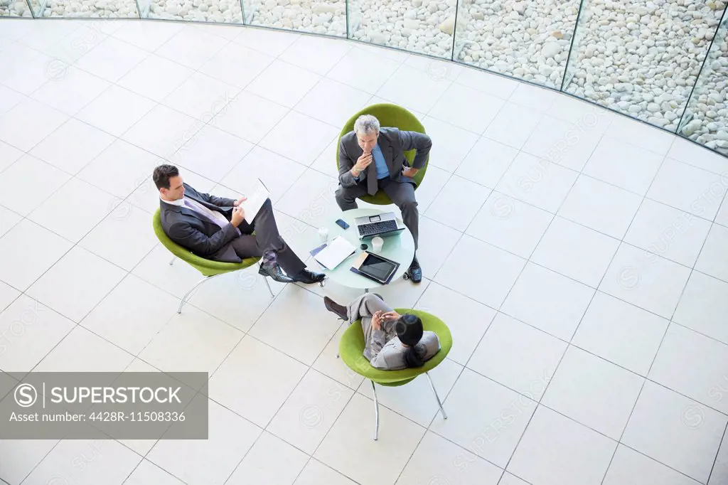 High angle view of business people in meeting