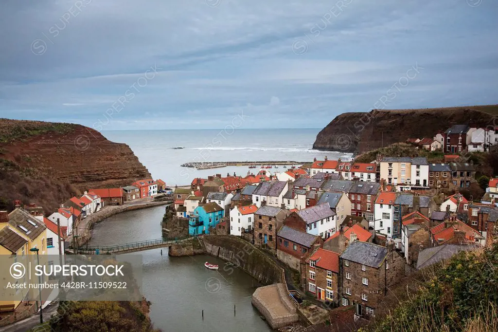 Village and bay, Staithes, Yorkshire, United Kingdom
