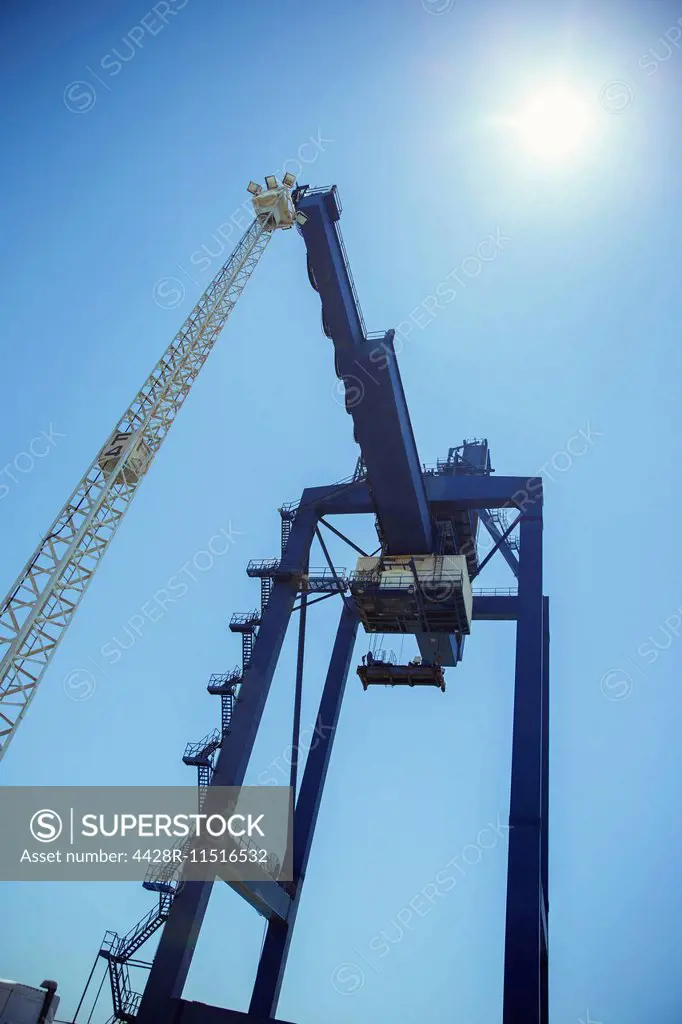 Low angle view of cargo crane