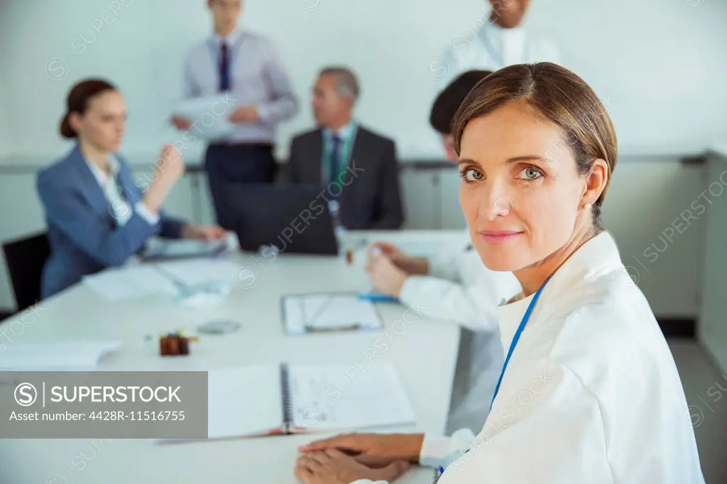 Scientist sitting in meeting