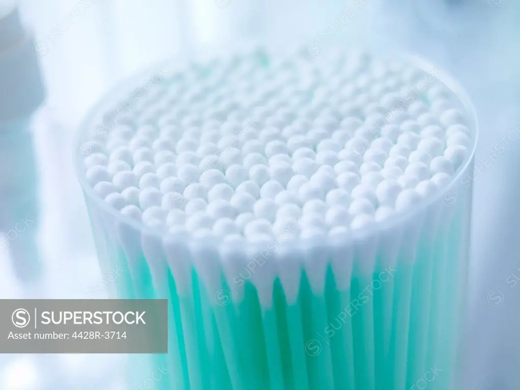 Close up of cup of cotton buds,Surrey, United Kingdom