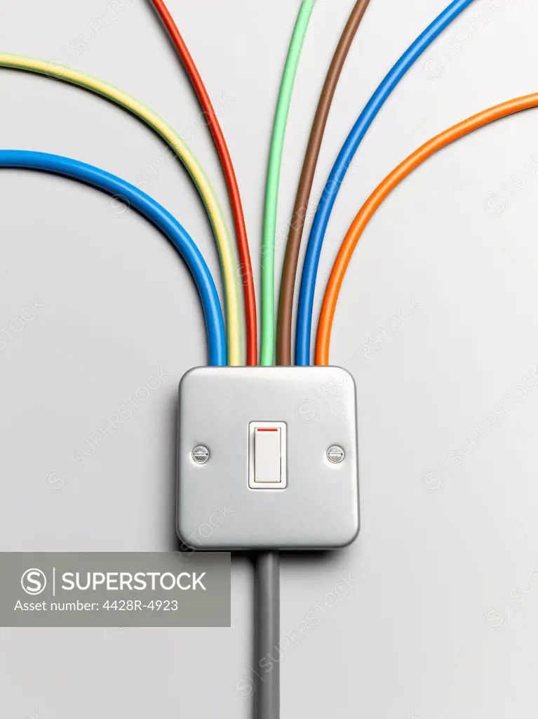 Colorful cords from light switch,Studio