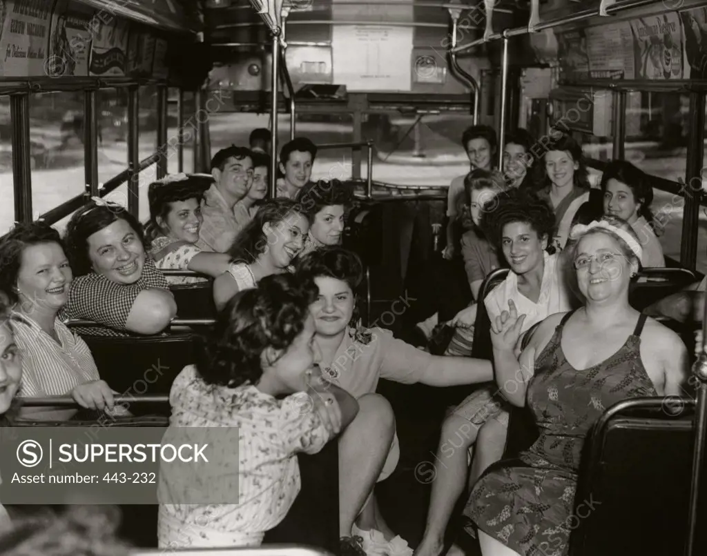 Passengers traveling in a bus, 1944