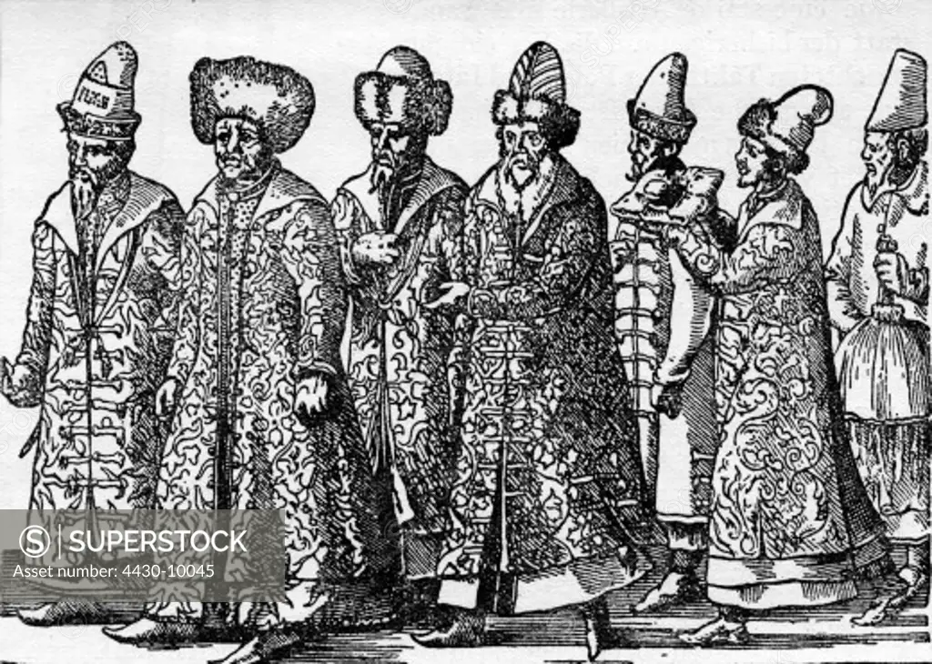 Russia people envoys with cortege Reichstag in Regensburg contemporary woodcut detail 1576,