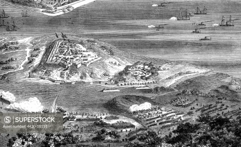 USA American Civil War 1861 - 1865 siege of Yorktown Virginia 5.4.- 4.5.1862 wood engraving after drawing by Fritz Meyer 1862,
