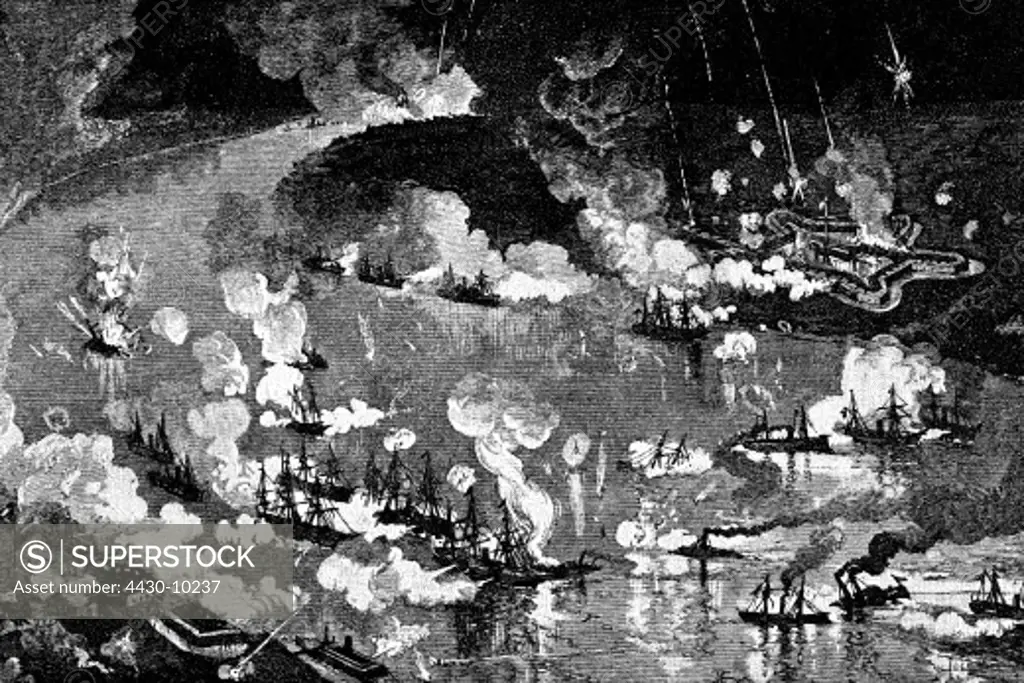 United States of America American Civil War 1861 - 1865 battle near New Orleans 29.4.1862 union fleet under Captain David Farragut constraining the breakthrough wood engraving 19th century,