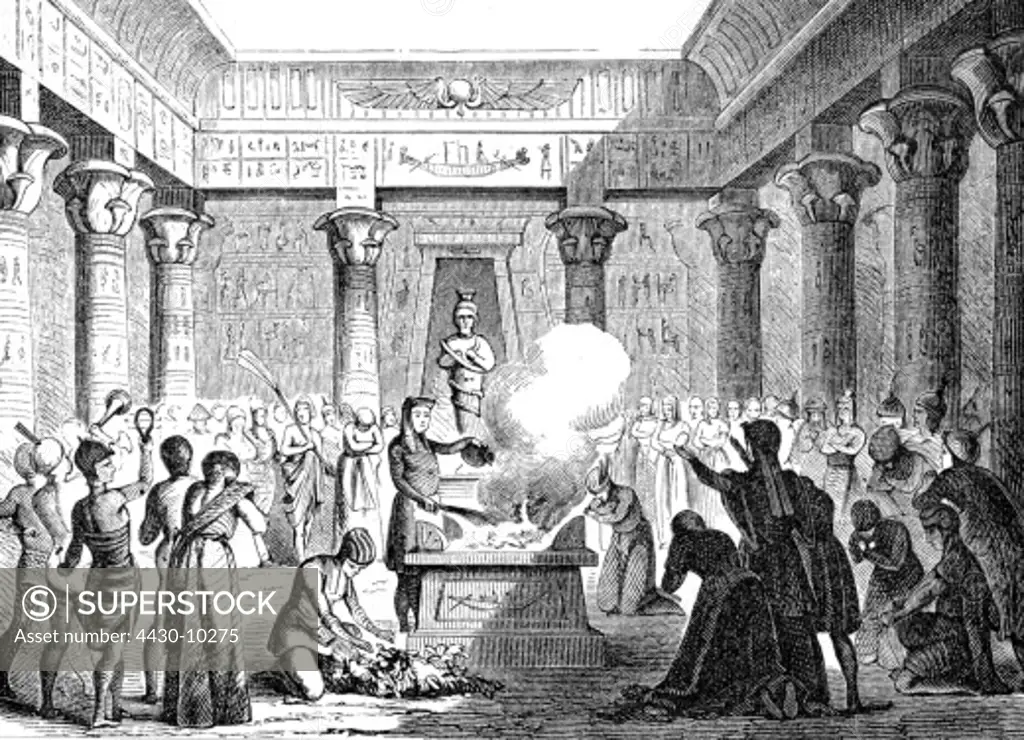 Egypt religion service temple of Serapis engraving 19th century antiquity ancient world,