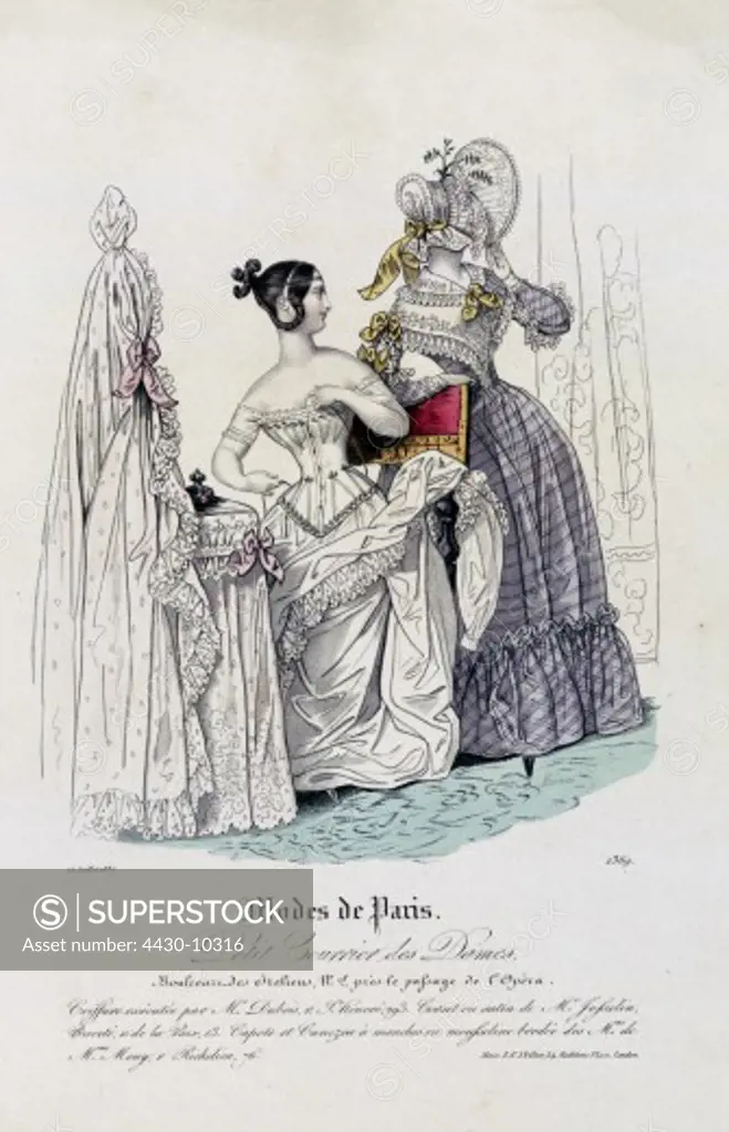 fashion 19th century ladies fashion Modes de Paris Petit Courrier des Dames engraving 25.7.1837,