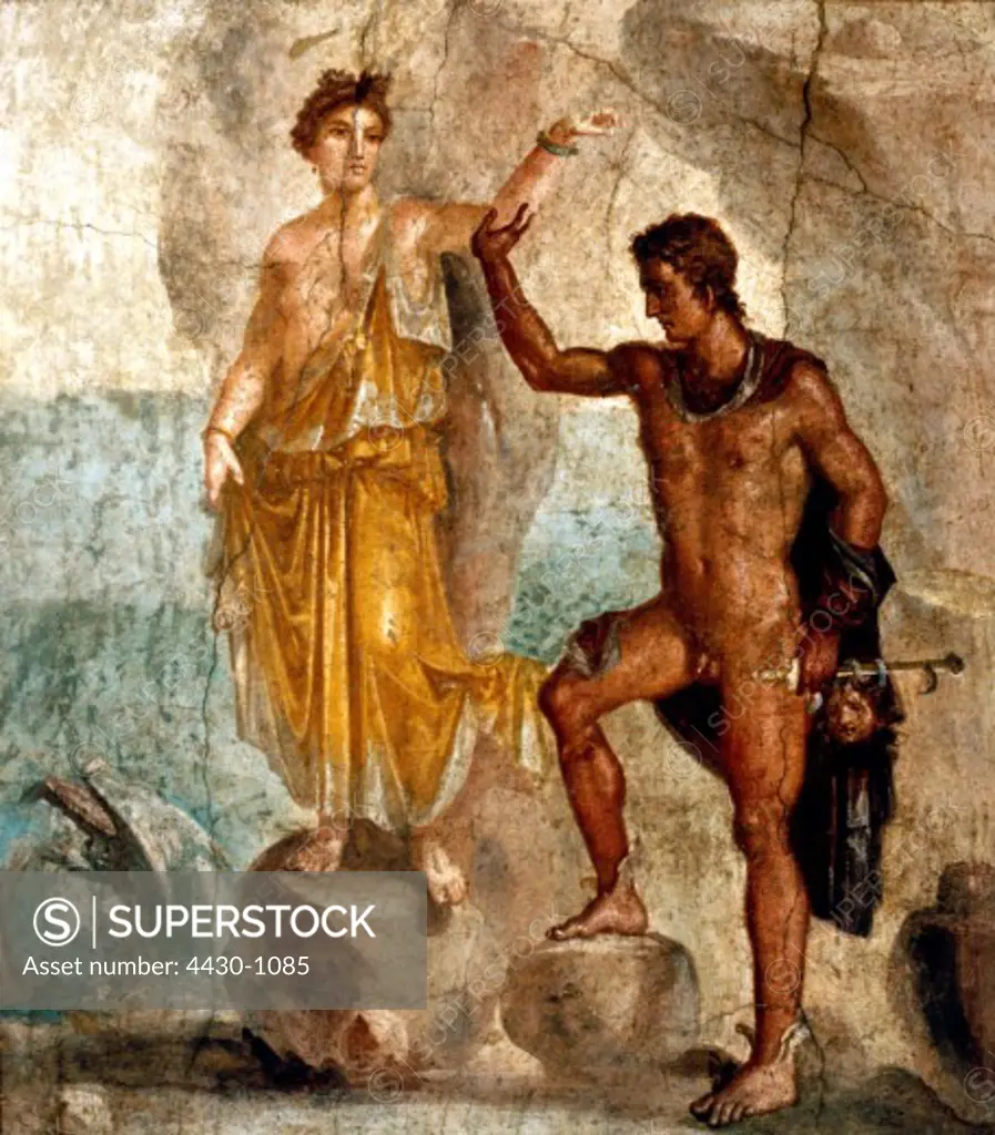 fine arts, ancient world, Roman Empire, fresco, Perseus and Andromeda, Pompeii, 1st century AD, National Museum Naples,