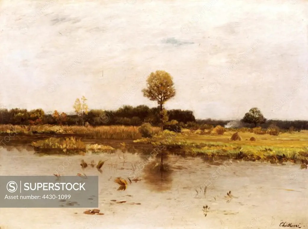 fine arts, Chitussi, Antonin, (1847 - 1891), painting, ""Svatovitsky rybnik"", (""holy pond of Saint Wenceslaus""), National Gallery, Prague,