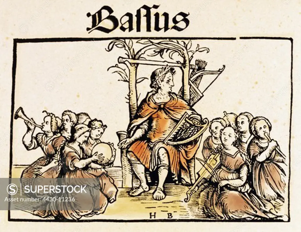music vocal music vocal range bass allegory ""Bassus"" coloured woodcut by Hans Sebald Beham circa 1540 private collection,
