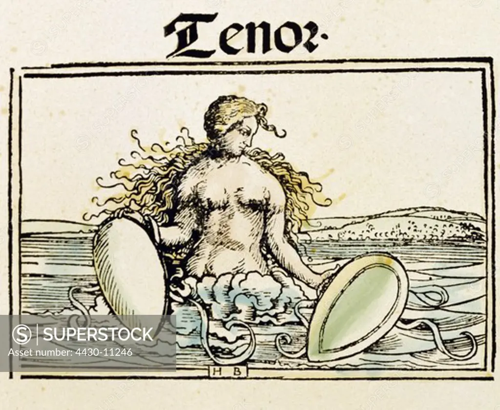 music vocal music vocal range tenor allegory coloured woodcut by Hans Sebald Beham circa 1540 private collection,
