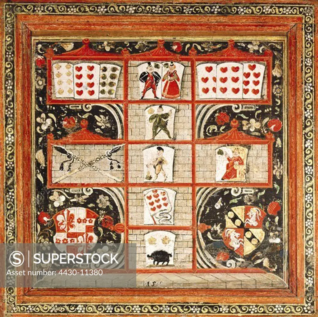 game and gambling board games poch board with house of luck tempera on fir panel Southern Germany 1527 Bavarian National Museum Munich,