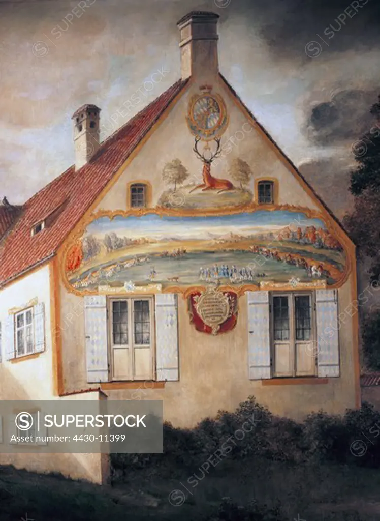 Germany Munich Neuhausen Castle painting by C. Ada Kunz 1798 Jagdmuseum Munich,