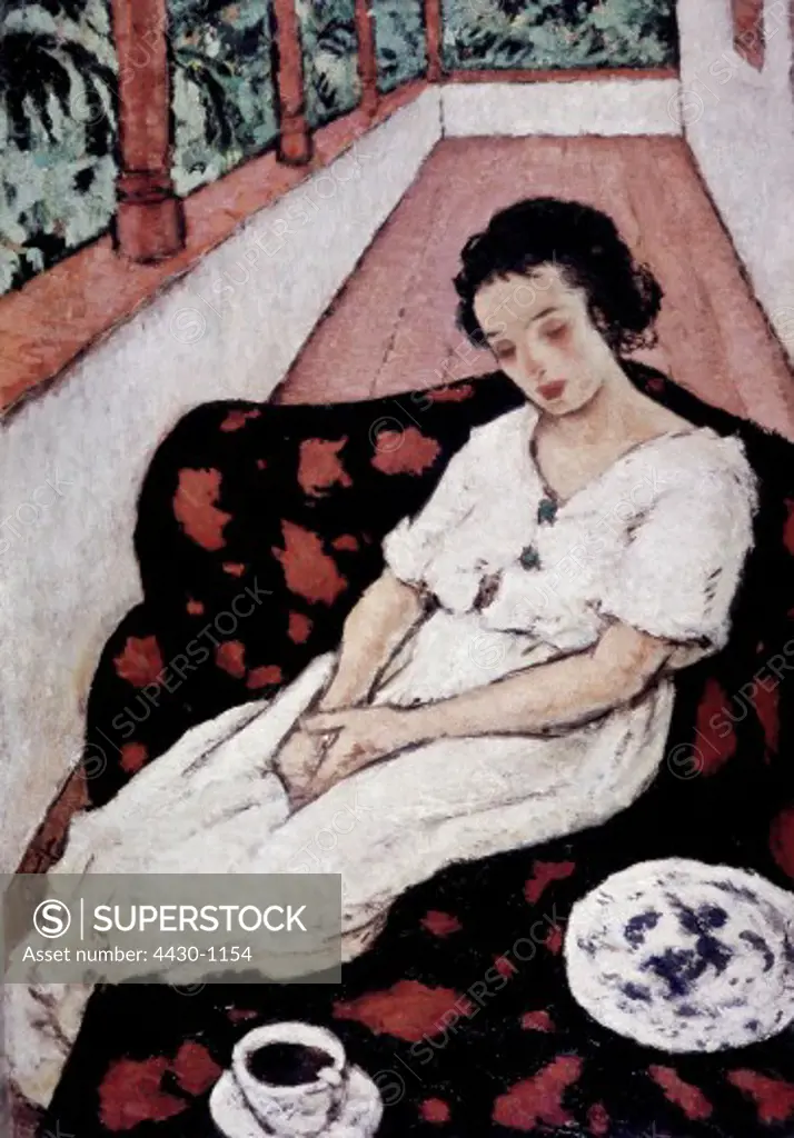 fine arts, Tonitza, Nicolae (1886 - 1940), painting, ""Lying Lady"", Museum of Art History, Bucharest,