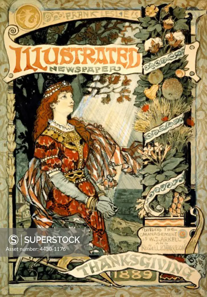 fine arts, Art Nouveau, graphic, title page from ""Frank Leslie's Illustrated Newspaper"", USA, 1889,