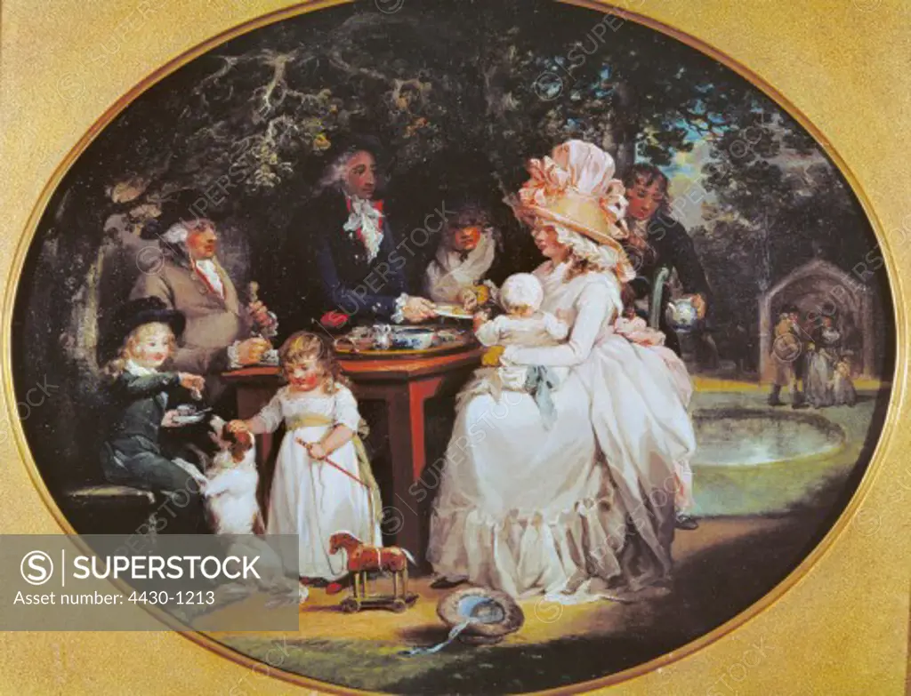 fine arts, Moreland, George (1763 - 1804), painting, ""The Tea Garden"", circa 1790, Tate Gallery, London,