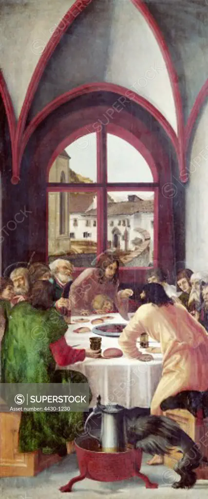 fine arts, Altdorfer, Albrecht, (1480 - 1538), painting, ""the last supper"", art collections of the state of Bavaria, Europe, 16th century, renaissance, religious art, religion. christianity, Jesus Christ, disciples, passion,