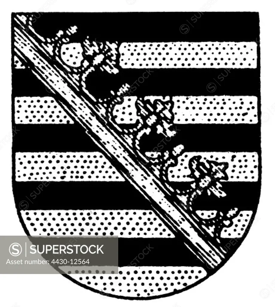 heraldry, coat of arms, Germany, state coat of arms of the Land Saxony, enactment of 2.9.1945, drawing,