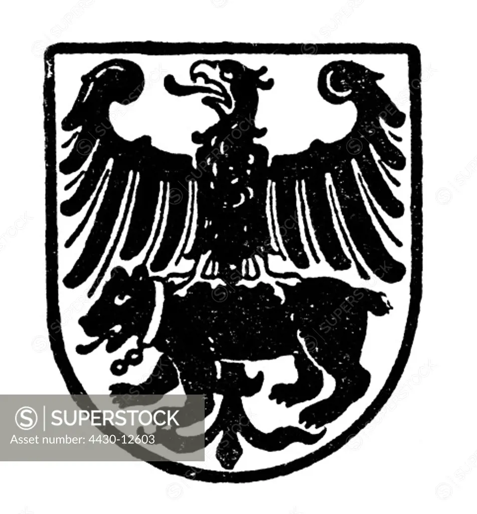 heraldry, coat of arms, Germany, city arms, Berlin, 15th century, wood engraving, late 19th century,