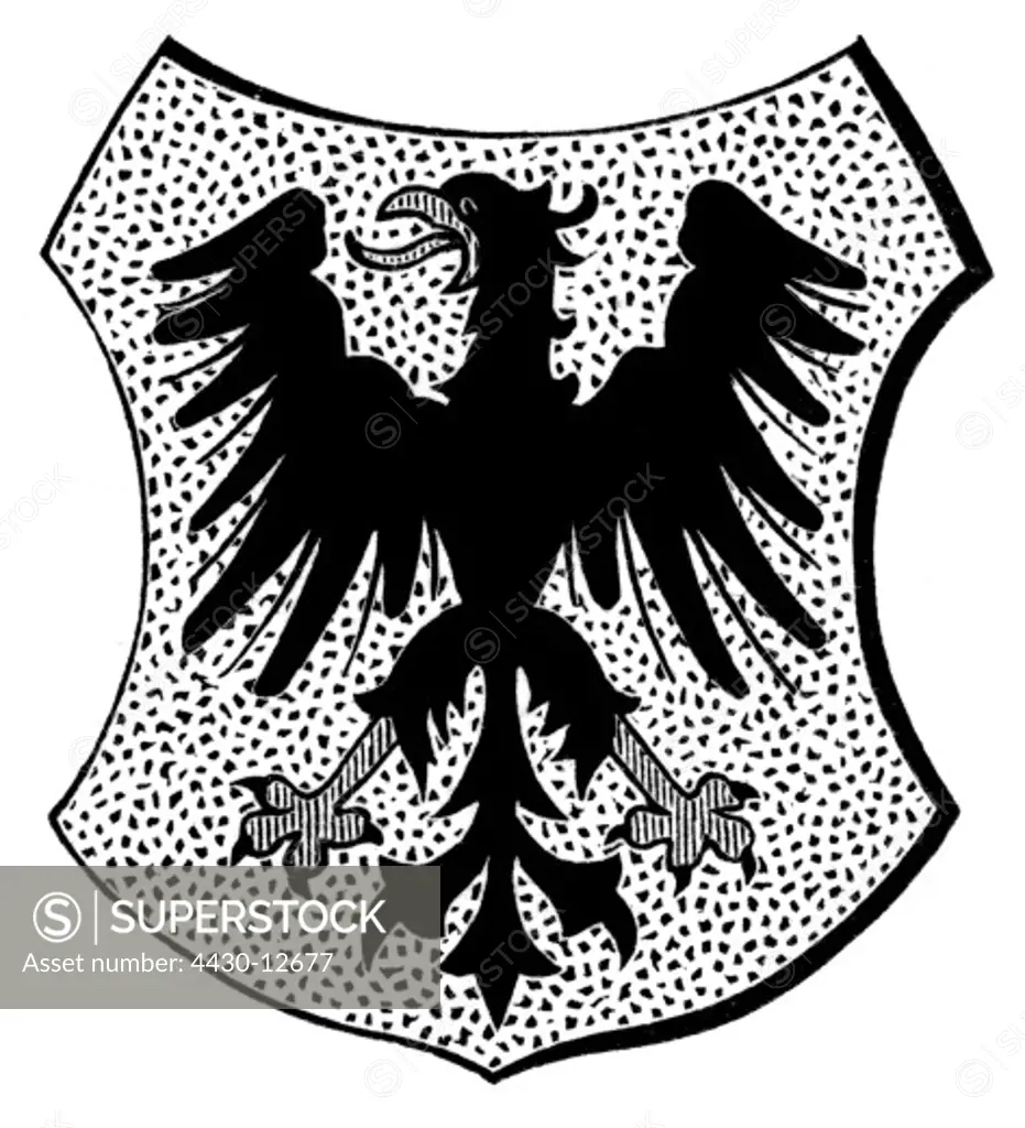 heraldry, coat of arms, Germany, city arms, Wetzlar, wood engraving, 1875,