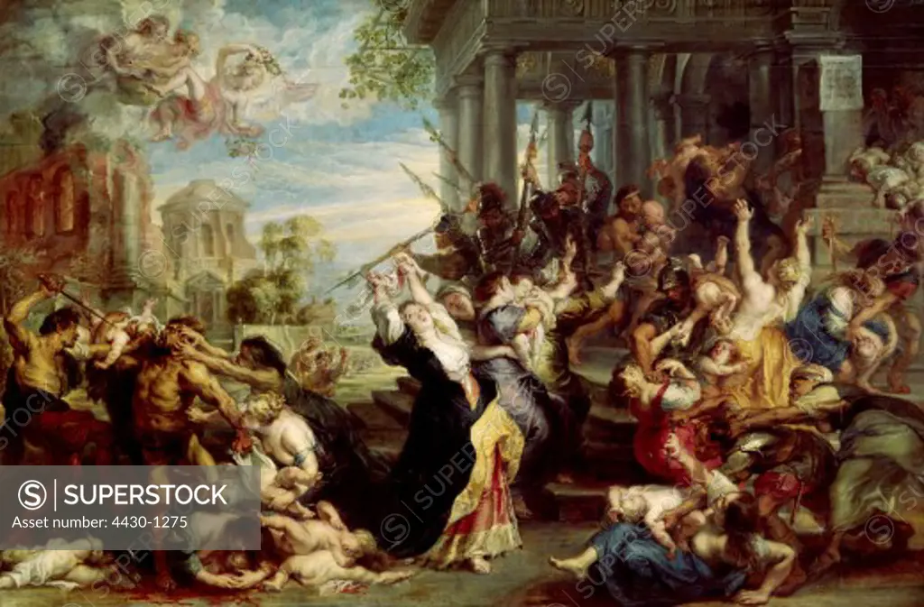 fine arts, Rubens, Peter Paul (1577 - 1640), painting, ""Massacre of the Innocents"", oil on wood, circa 1636 - 1638, Alte Pinakothek, Munich,
