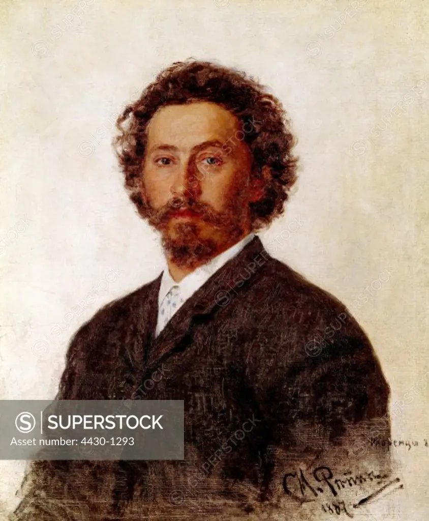 fine arts, Repin, Ilya (1844 - 1930), painting, ""Self-Portrait"", oil on canvas, 1887, Tretyakov Gallery, Moscow,