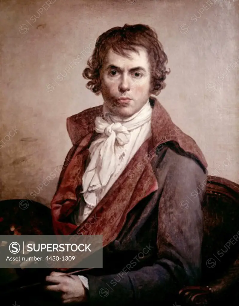 fine arts, David, Jacques-Louis (1748 - 1825), painting, ""Self-Portrait"", 1794, Oil on canvas, Louvre, Paris,
