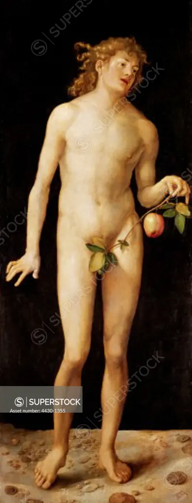 fine arts, religious art, Adam and Eve, painting ""Adam"", by Albrecht D™rer (21.5.1471 - 6.4.1528), oil on panel, 1507, Museo del Prado, Madrid, Spain,