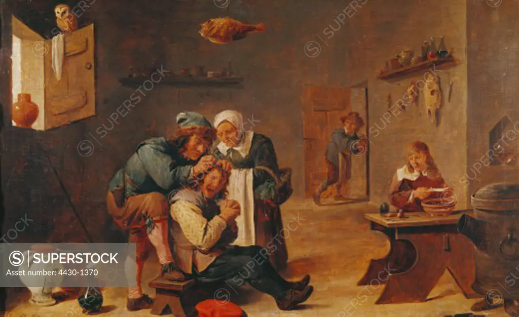 fine arts, Teniers, David the Younger (1610 - 1690), painting, ""Surgical Operation"", 61 x 38 cm, oil on panel, Prado, Madrid,