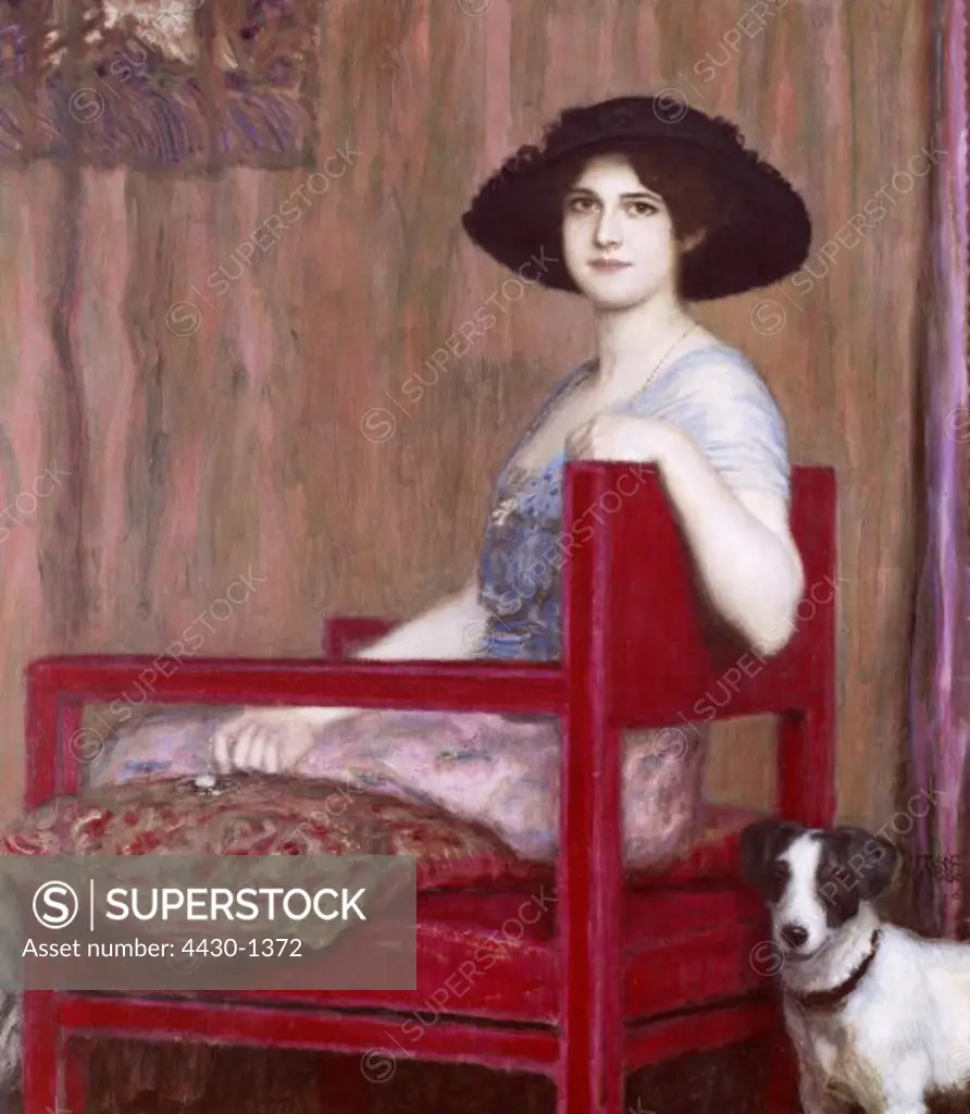 fine arts, Stuck, Franz von (1863 - 1928), painting ""Bildnis der Tochter Mary"" (Portrait of Daughter Mary), circa 1916, private collection,