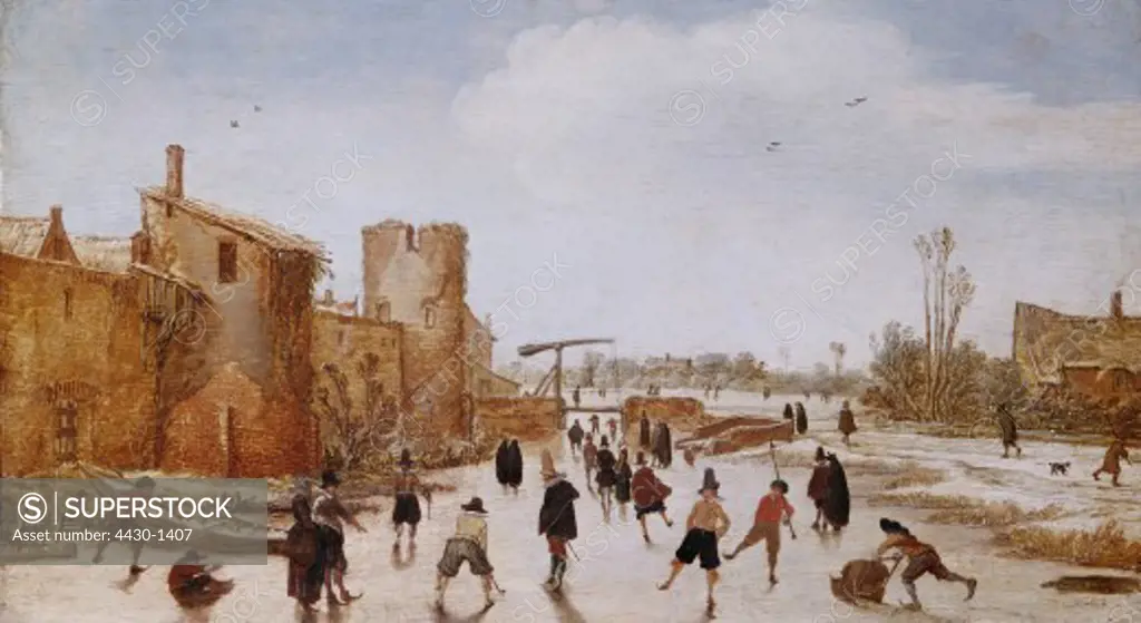 fine arts, Velde, Esaias van de (1587 - 1630), painting, ""The Joy of Ice on the Wallgraben"", 1618, Alte Pinakothek, Munich,