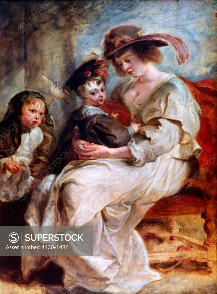 fine arts, Rubens, Peter Paul (1577 - 1640), painting, ""Helene Fourment with Children"", Louvre, Paris,