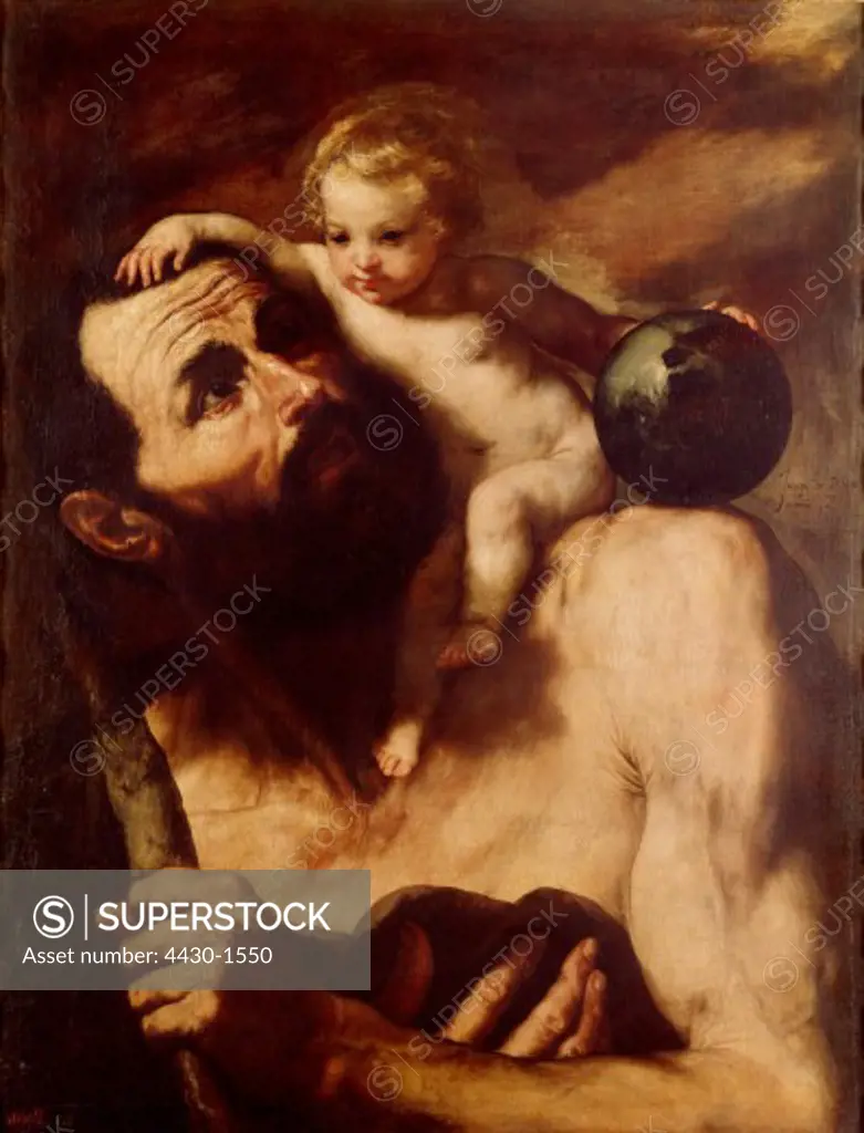 fine arts, Ribera, Jusepe de (1591 - 1652), painting, ""St. Christopher"", oil on canvas, 1637, Museo del Prado, Madrid,