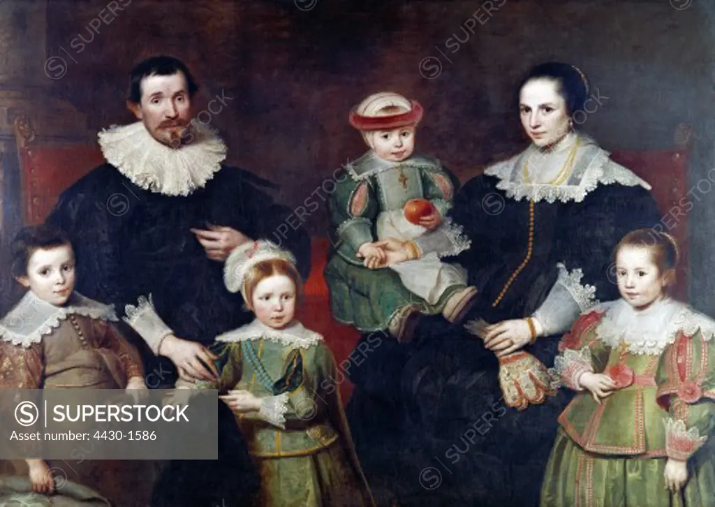 fine arts, Vos, Cornelis de (1584 - 9.5.1651), painting ""The Painter's Family"", 1635, 1635, Museum voor Schone Kunsten, Ghent,