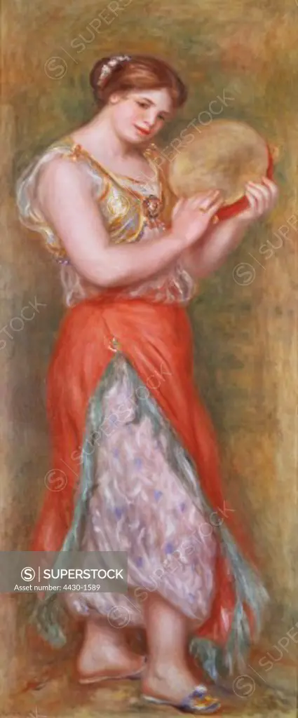 fine arts, Renoir, Auguste (1841 - 1919), painting, ""Dancer with Tambourine"", oil on canvas, 1909, National Gallery, London,