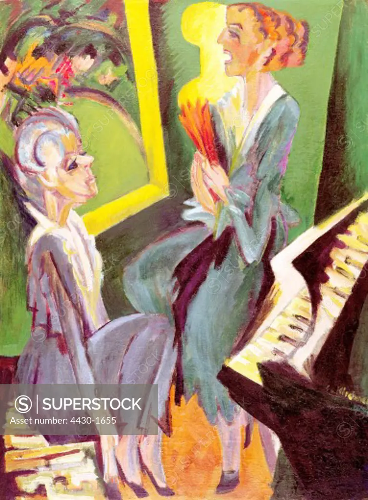 fine arts, Kirchner, Ernst Ludwig, (1880 - 1938), painting, ""Musikzimmer"" (Music Room), Hanover,