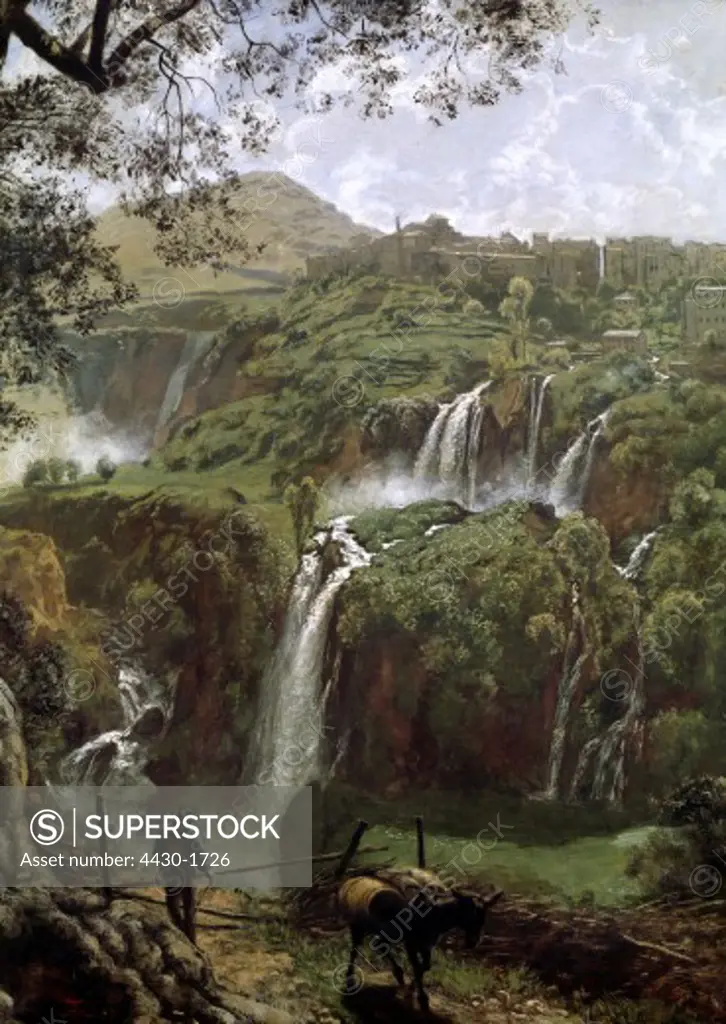 fine arts, Thoma, Hans (1839 - 1924), painting ""The Waterfalls of Tivoli"", 1880, Reinhart Foundation, Winterthur, Switzerland,