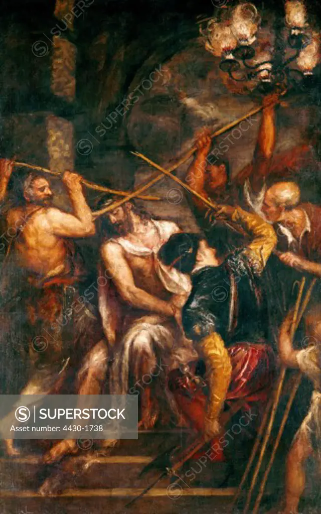fine arts, Titian (Tiziano Vecellio), painting, ""The Crowning with Thorns"", circa 1570, 280 cm x 182 cm, Alte Pinakothek, Munich,