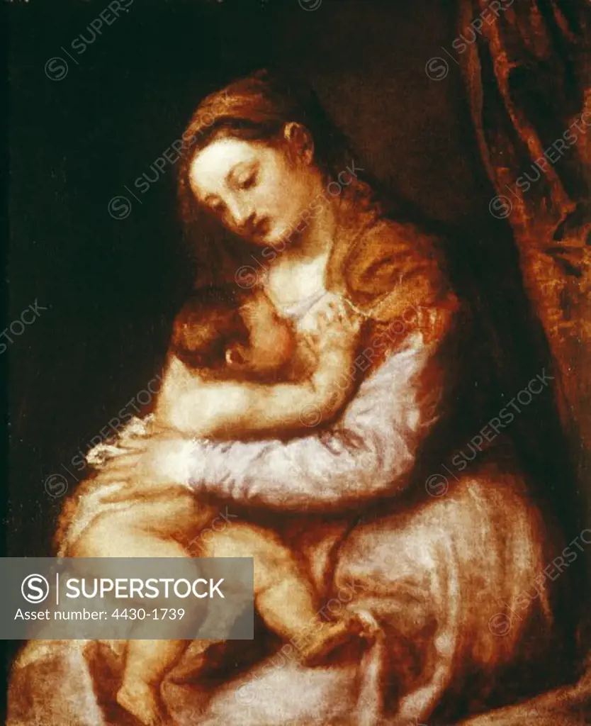 fine arts, Titian (Tiziano Vecellio), painting, ""Madonna and Child"", National Gallery, London,