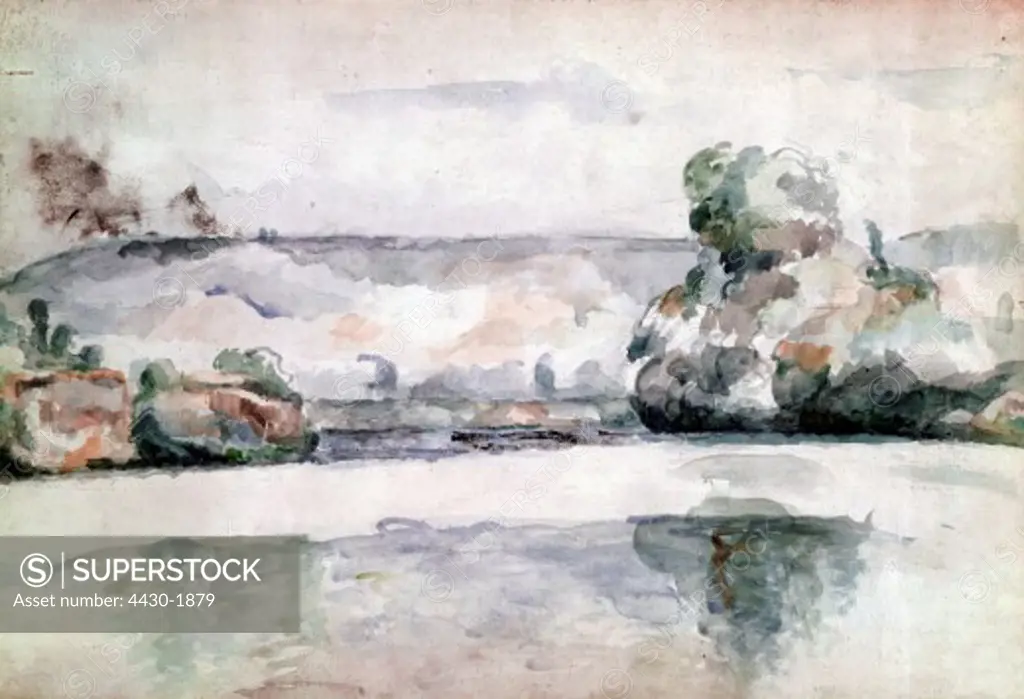 fine arts, Heckel, Erich, (1883 - 1970), painting, ""Am Oberrhein"", (""on the Upper Rhine river""), watercolour, Ketterer gallery, Munich, ARTIST'S COPYRIGHT MUST ALSO BE CLEARED,