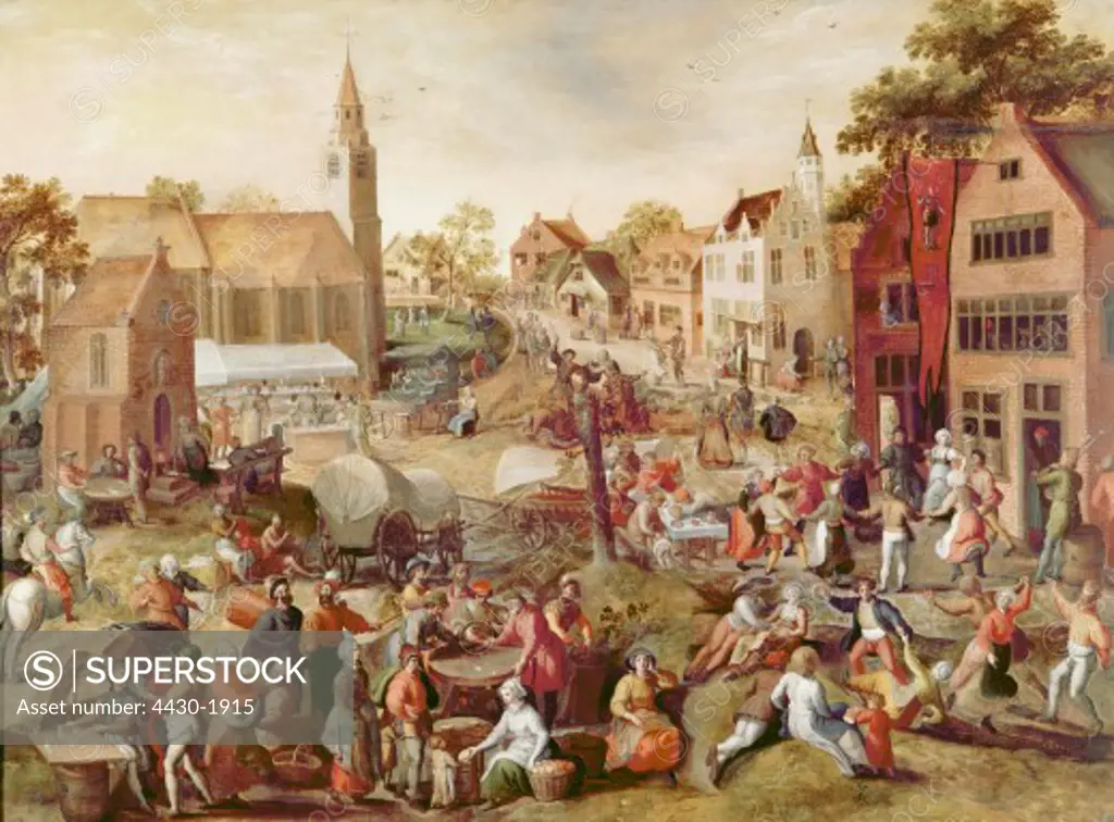 fine arts, Mostaert, Gillis (1534 - 1598), painting, ""Village Feast"", oil on panel, Museum voor Schone Kunsten, Ghent,