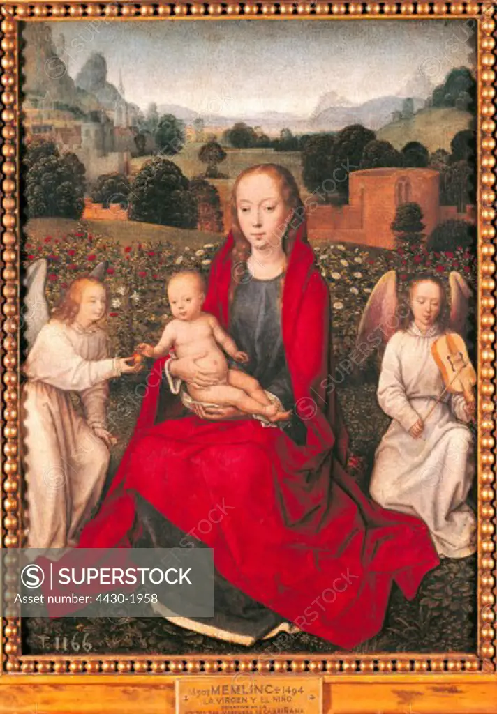 fine arts, Memling, Hans (circa 1433 - 1494), painting, Virgin Mary with Child, Prado, Madrid,